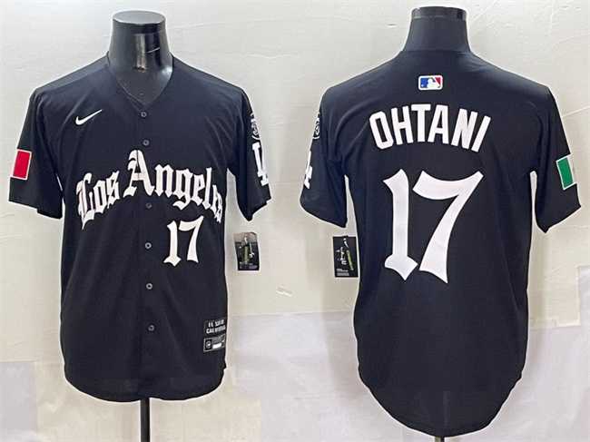 Mens Los Angeles Dodgers #17 Shohei Ohtani Black Mexico 2025 LA Gothic Style With Fernando Patch Vapor Premier Limited Stitched Jersey